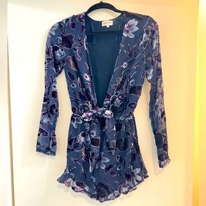 Purple flower xs romper sunset+spring